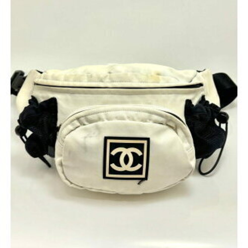 Chanel SPORTS Coco Mark Body Bag Waist Pouch Black White